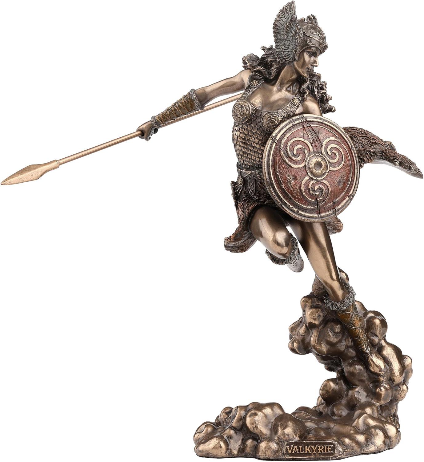 Veronese Design 9 1/4 Inch Greek Goddess Athena Holding Spear and Shield Cold Cast Resin Bronze Finish Statue Home Decor