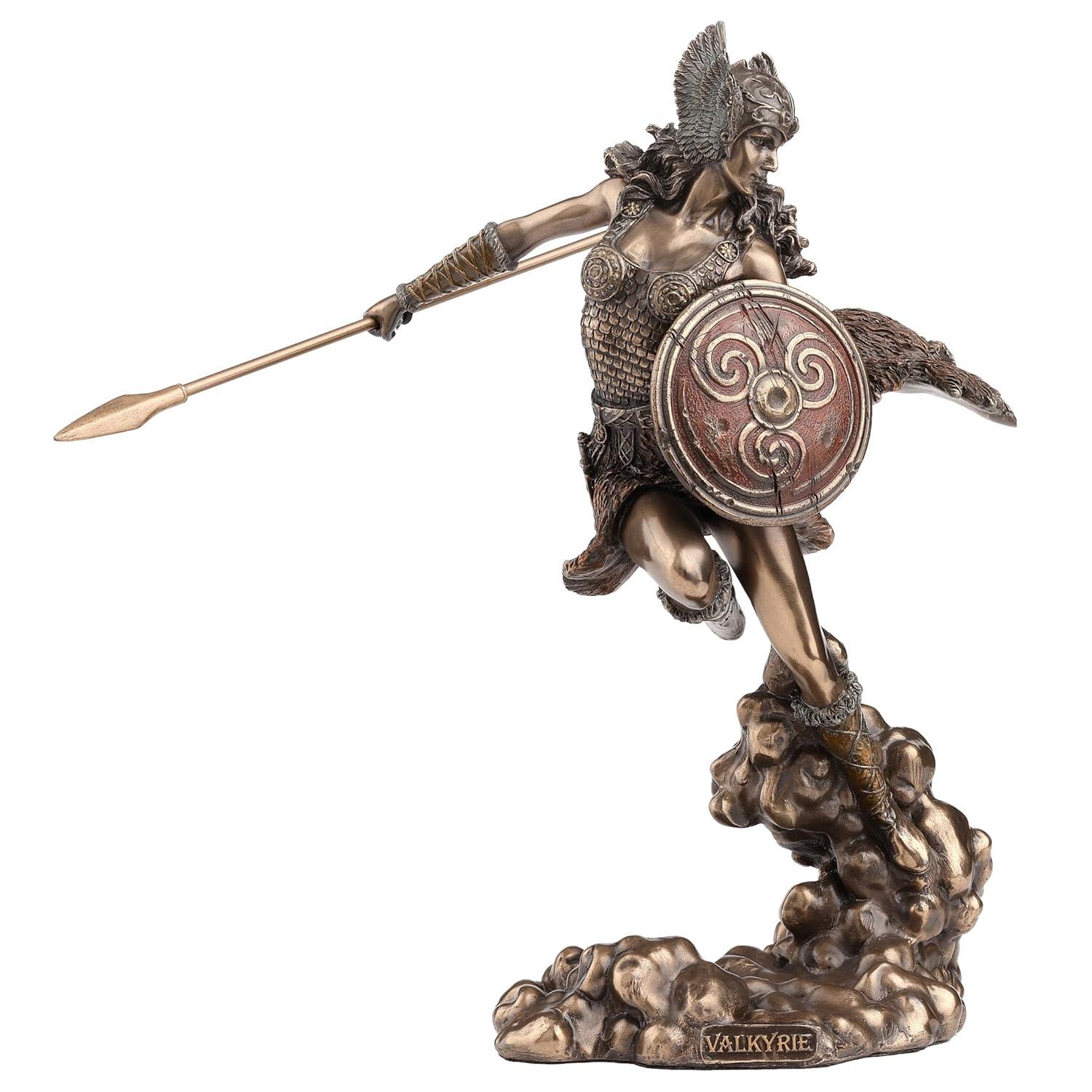 Veronese Design 9 1/4 Inch Greek Goddess Athena Holding Spear and Shield Cold Cast Resin Bronze Finish Statue Home Decor