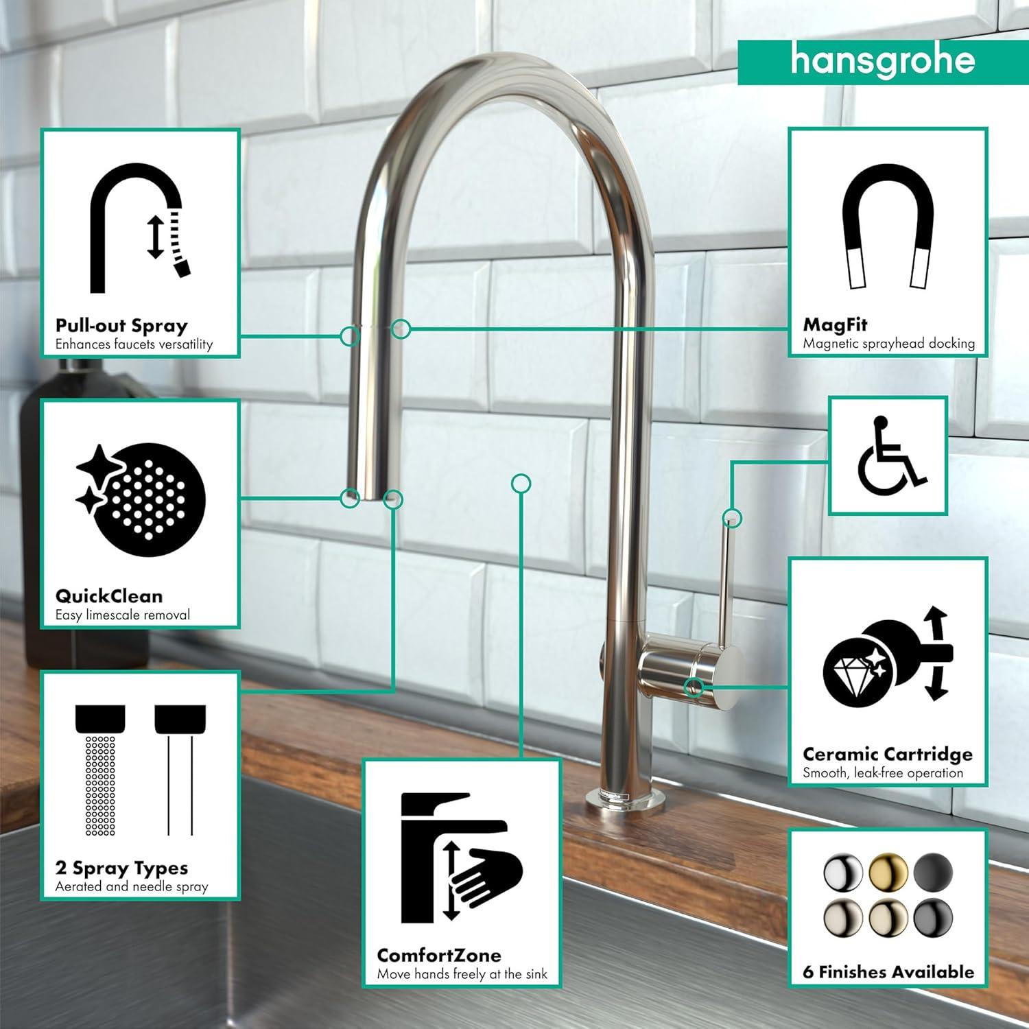 hansgrohe Talis N HighArc Kitchen Faucet, O-Style 2-Spray Pull-Down, 1.75 GPM