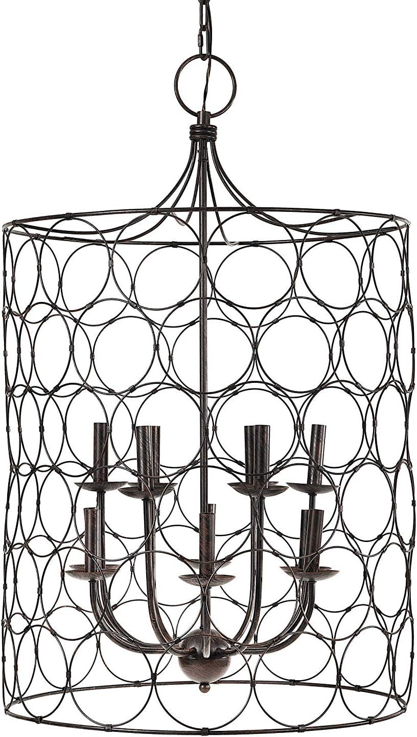 Creative Co-Op Bronze Metal Chandelier with Circlet Designs & 12 Lights