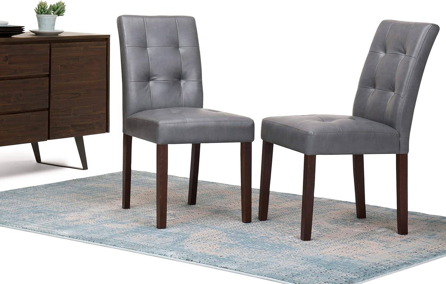 Stone Grey Faux Leather Upholstered Parsons Side Chair Set