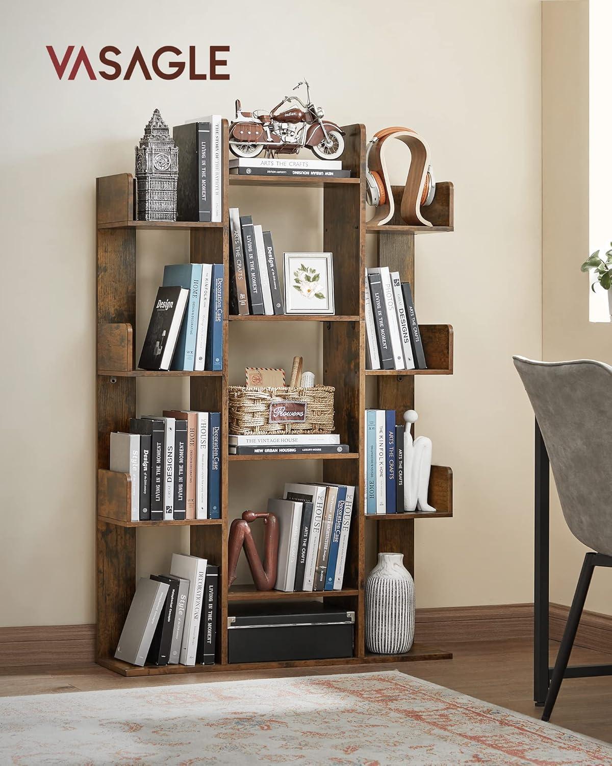 Galaxera 55.5" Tall Bookcase Tree Bookshelf with 13 Open Shelves Books Storage Organizer