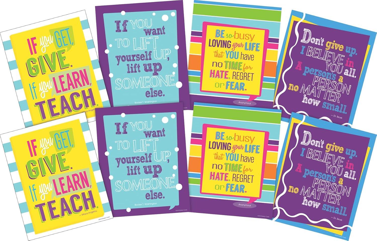 Barker Creek Art Print Set, I Believe in You, Set of 8 Art Prints from Barker Creek's Happy Collection, Inspirational Quotes, Office, Home, School Décor, 8 Prints, 8" x 10" (4179)