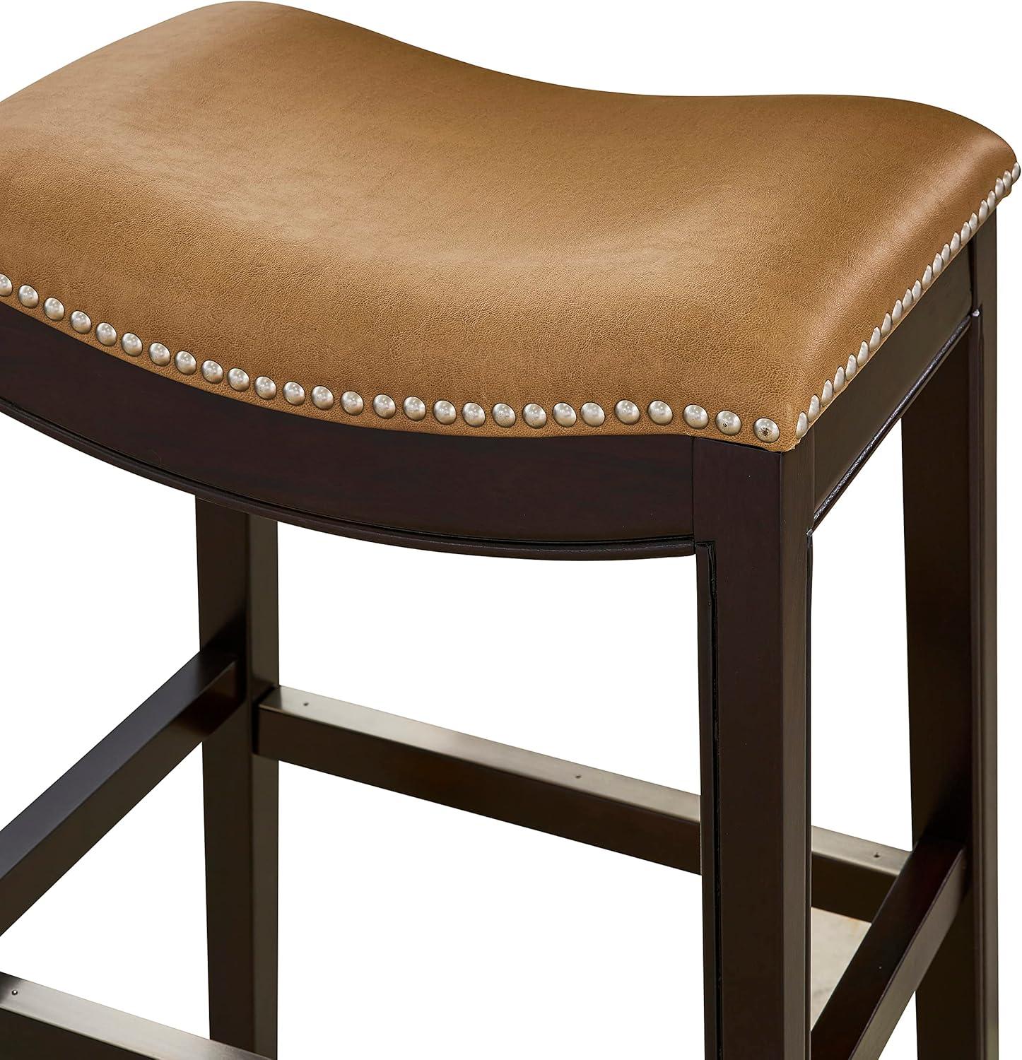 New Ridge Home Goods Julian 25 in. Faux Leather Counter Stool - Gray