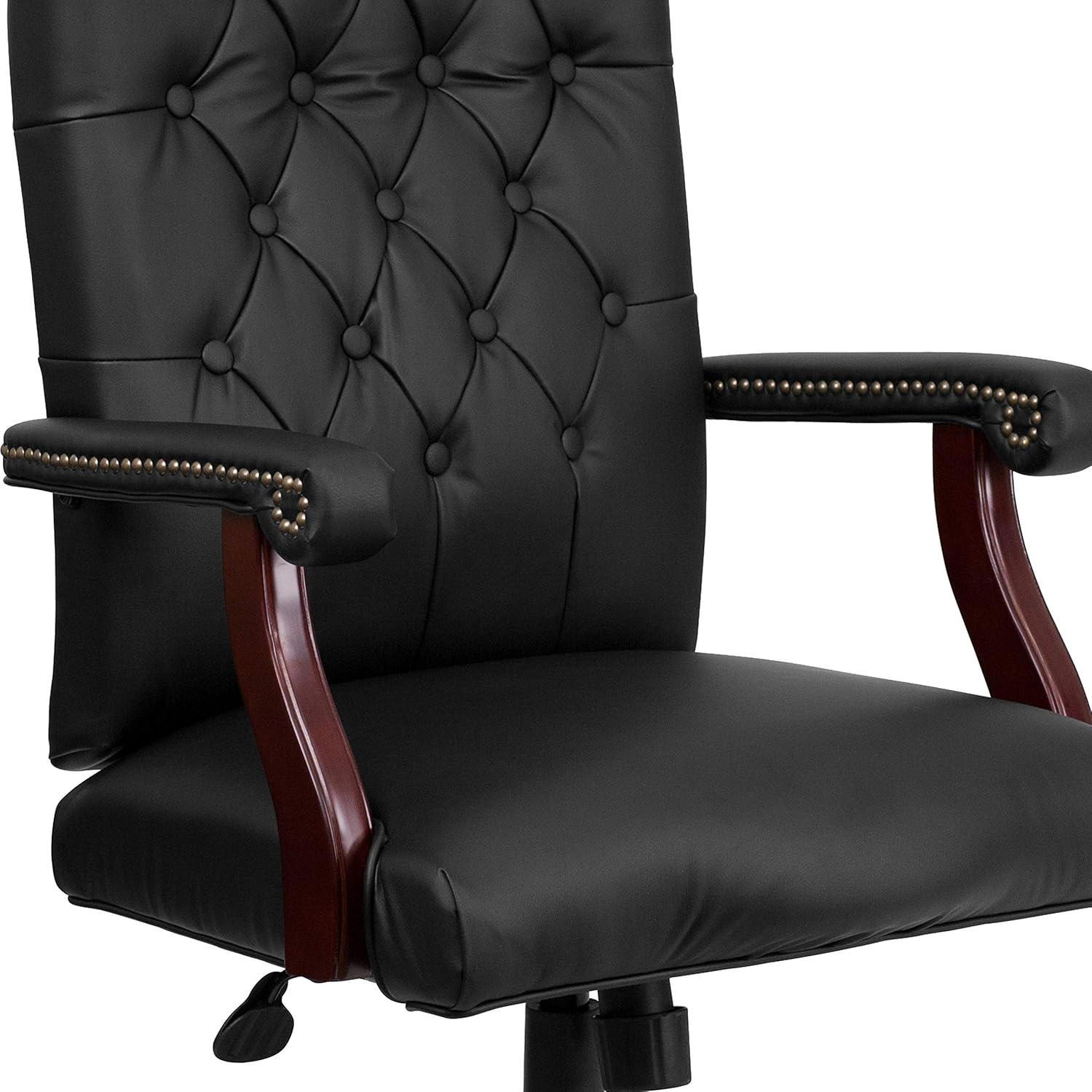 Flash Furniture Martha Washington Black LeatherSoft Executive Swivel Office Chair with Arms