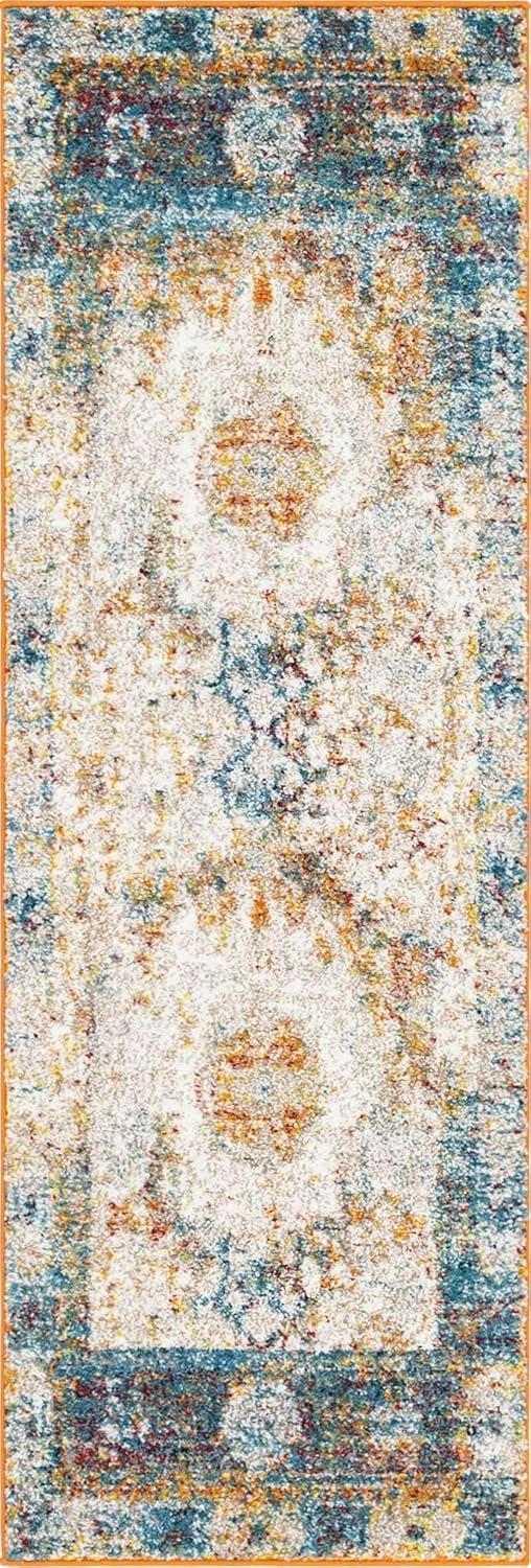 Unique Loom Rosso Collection Area Rug - Bellini (2'  x 6' 1" Runner Beige/Blue)