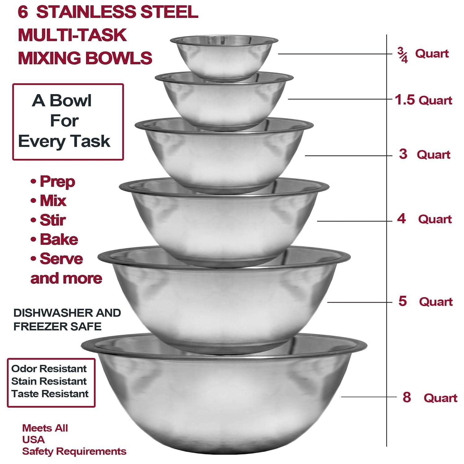 Homeaid 6 Piece Stainless Steel Mixing Bowl Set & Reviews | Wayfair