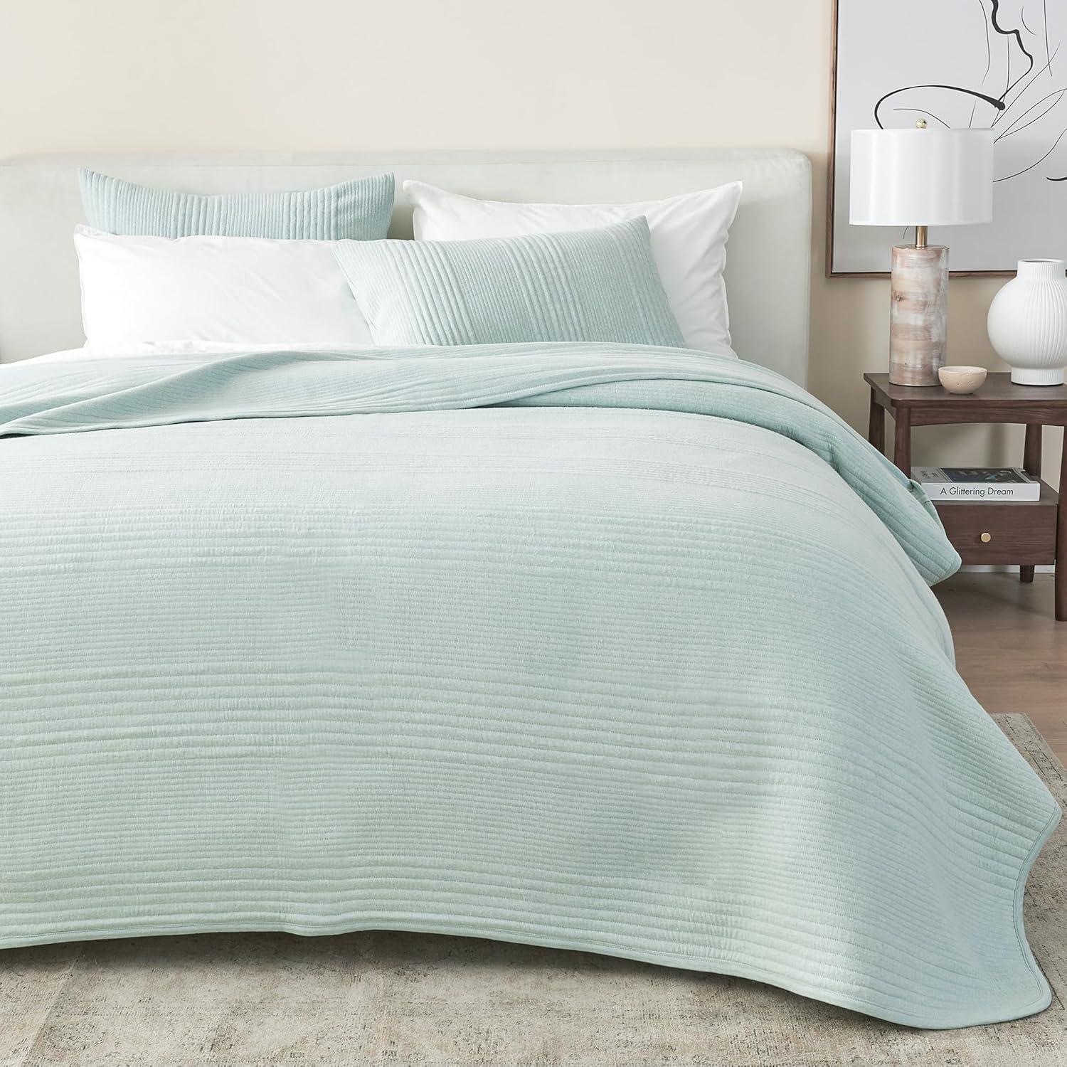 FreshFolds Jersey Cotton Blend Stitched Quilt Set with Shams