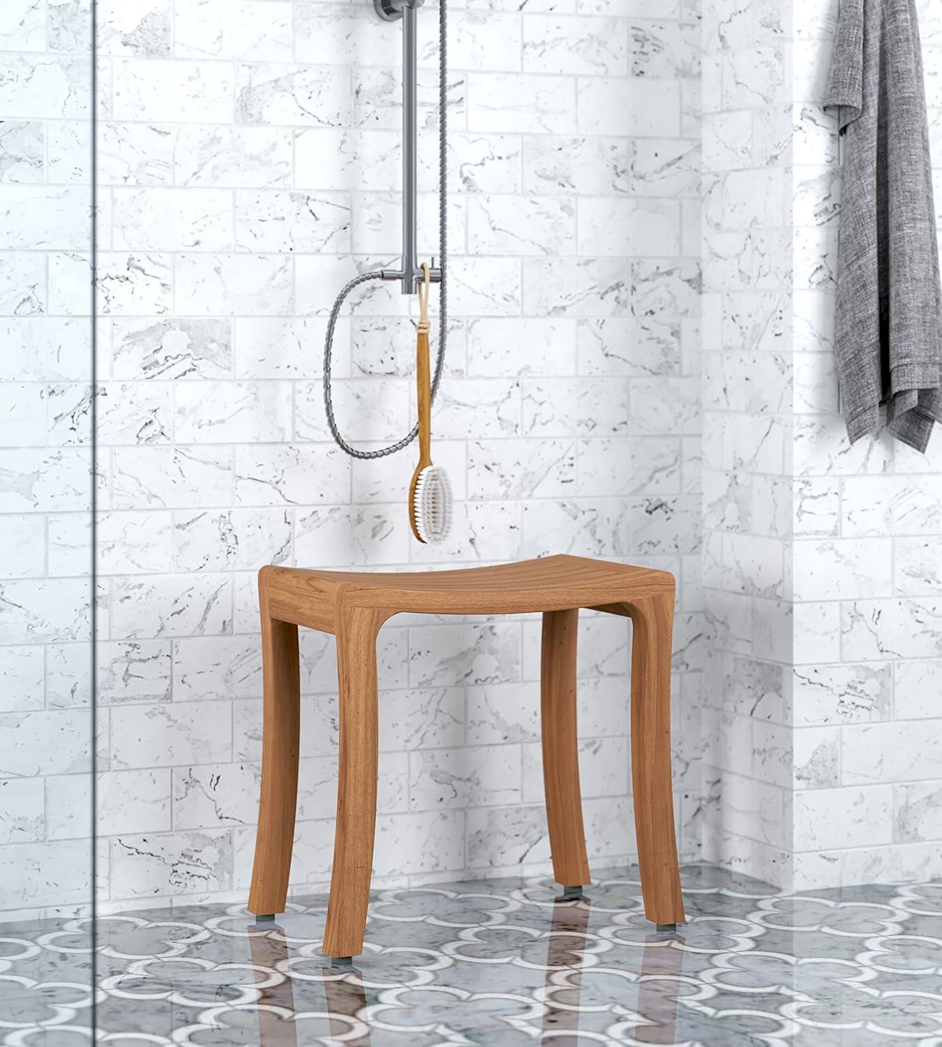 AquaTeak 18" Curved Teak Wood Shower Bench