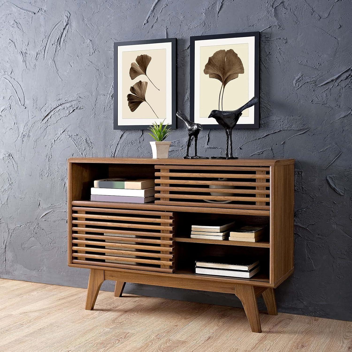 Modway Render 37.5'' Walnut Grain Console Table with Cabinet