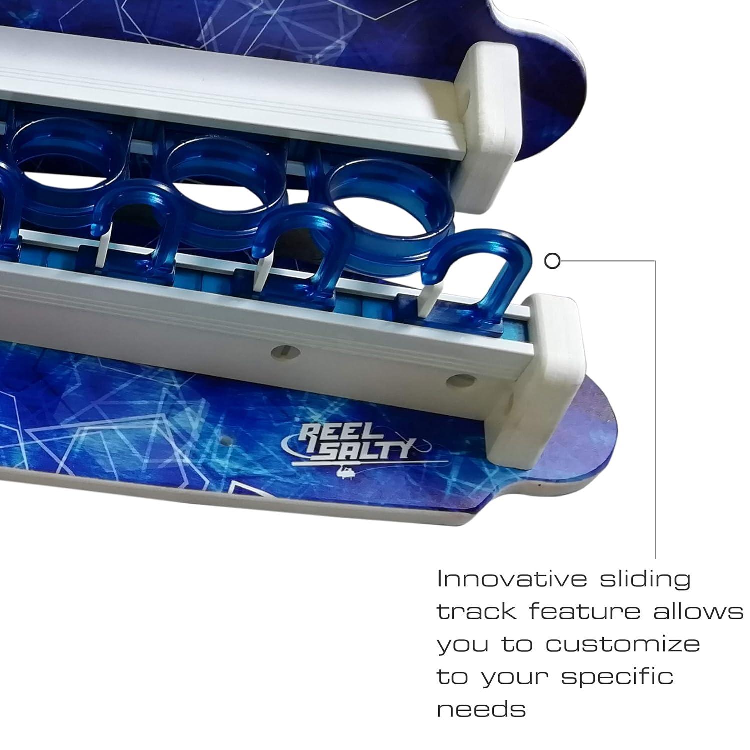 Reel Salty Saltwater 10 Rod Wall Rack - Sliding Track