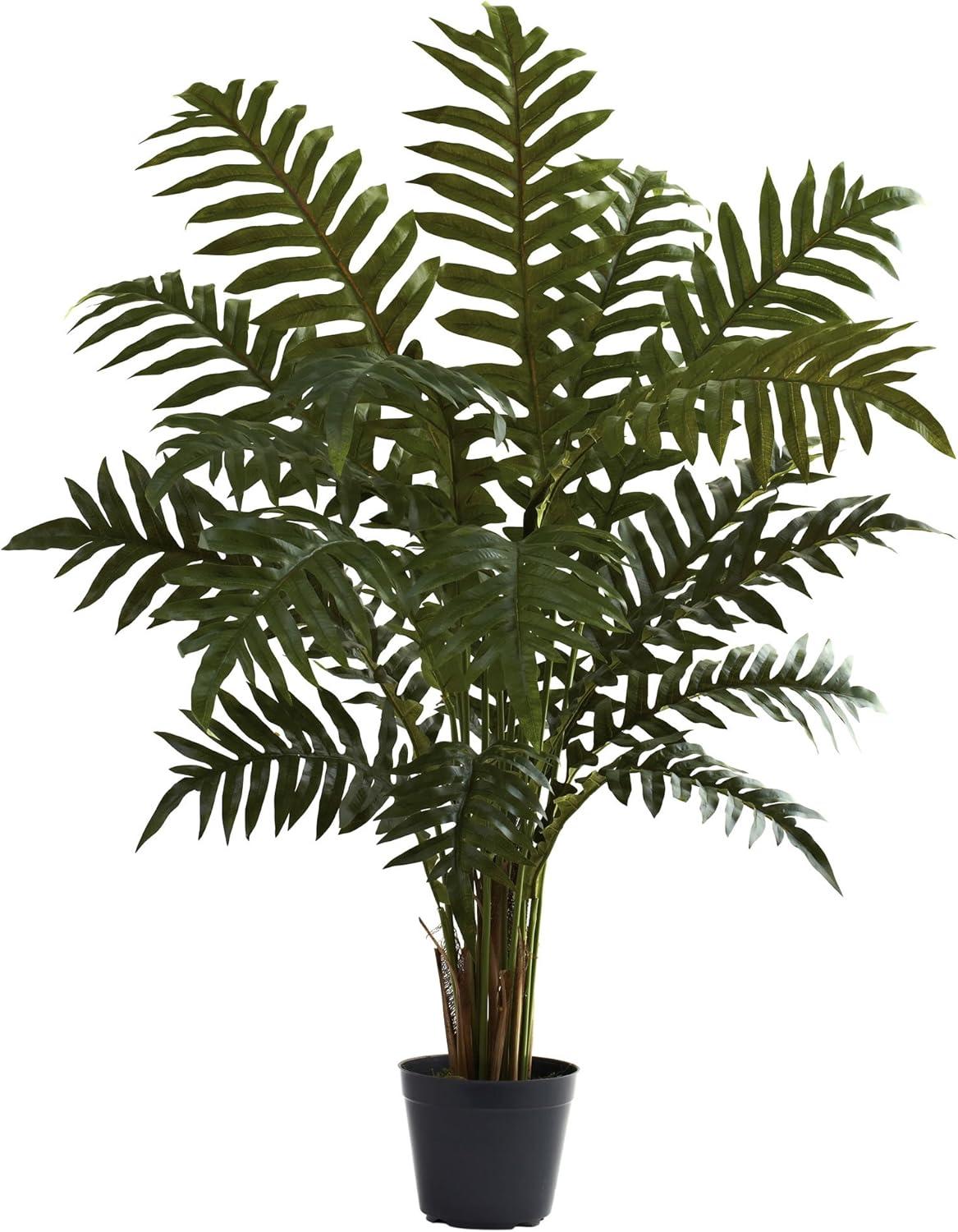 51" Green Silk and Plastic Potted Outdoor Plant