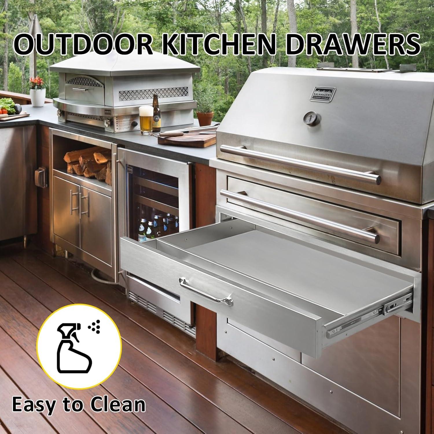 30" Stainless Steel Outdoor Kitchen Drawer with Divider