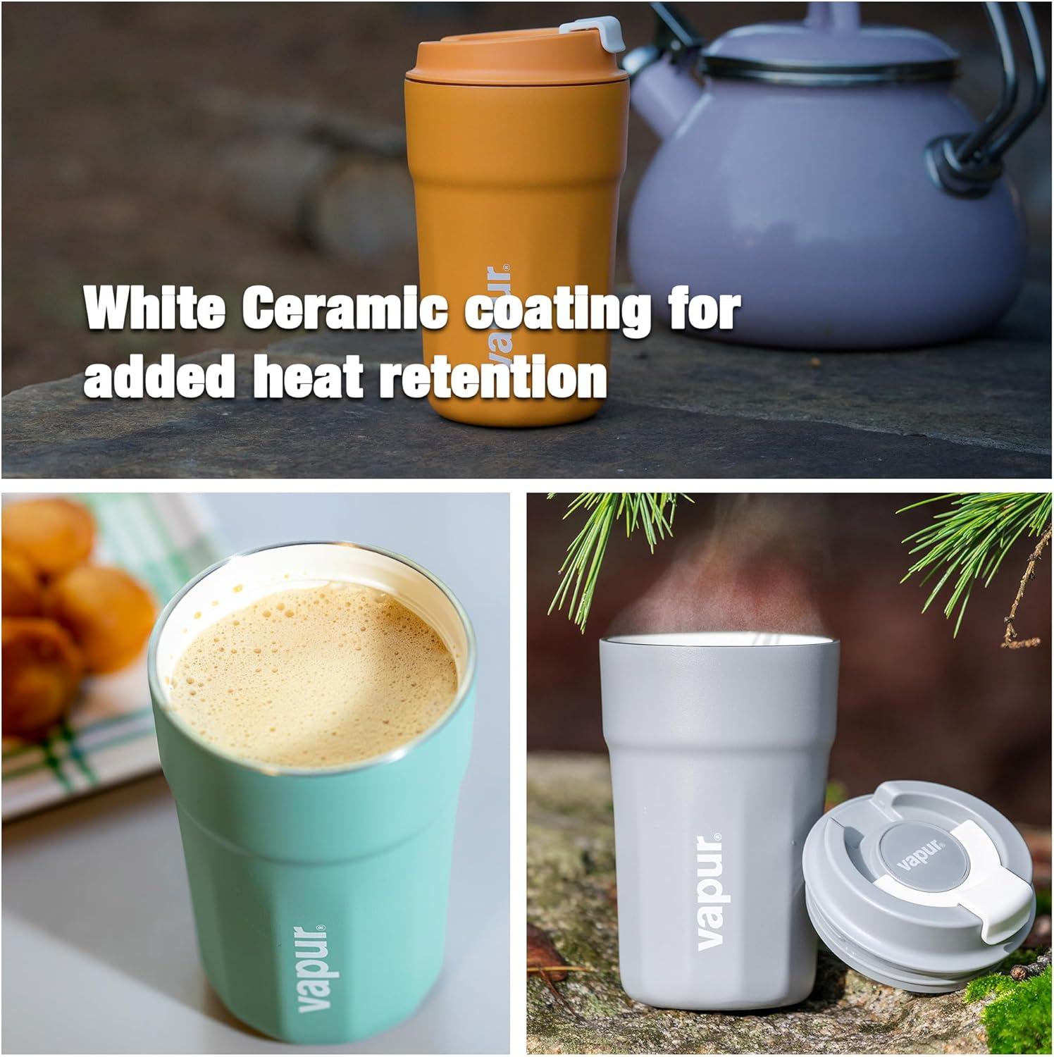 Vapur Stainless Steel Double Wall Insulated Travel Mug 12 oz. Apricot (10315)