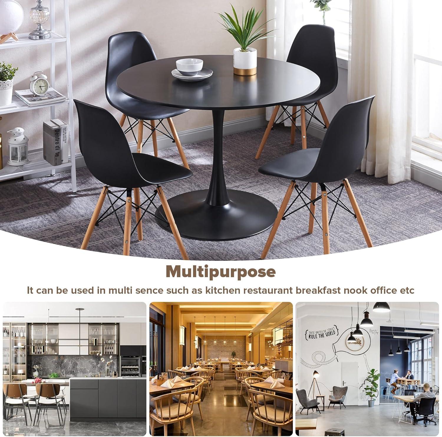 5 Piece Dining Table Set,31" Round Dining Table Set for 4,Modern Kitchen Table and Chairs for Dining Room & Coffee Shop & Small Spaces,Black