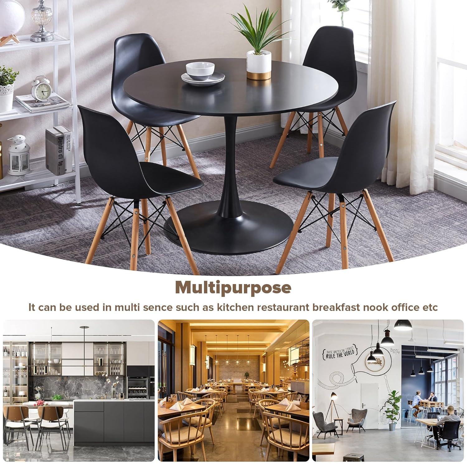 5 Piece Dining Table Set,31" Round Dining Table Set for 4,Modern Kitchen Table and Chairs for Dining Room & Coffee Shop & Small Spaces,Black