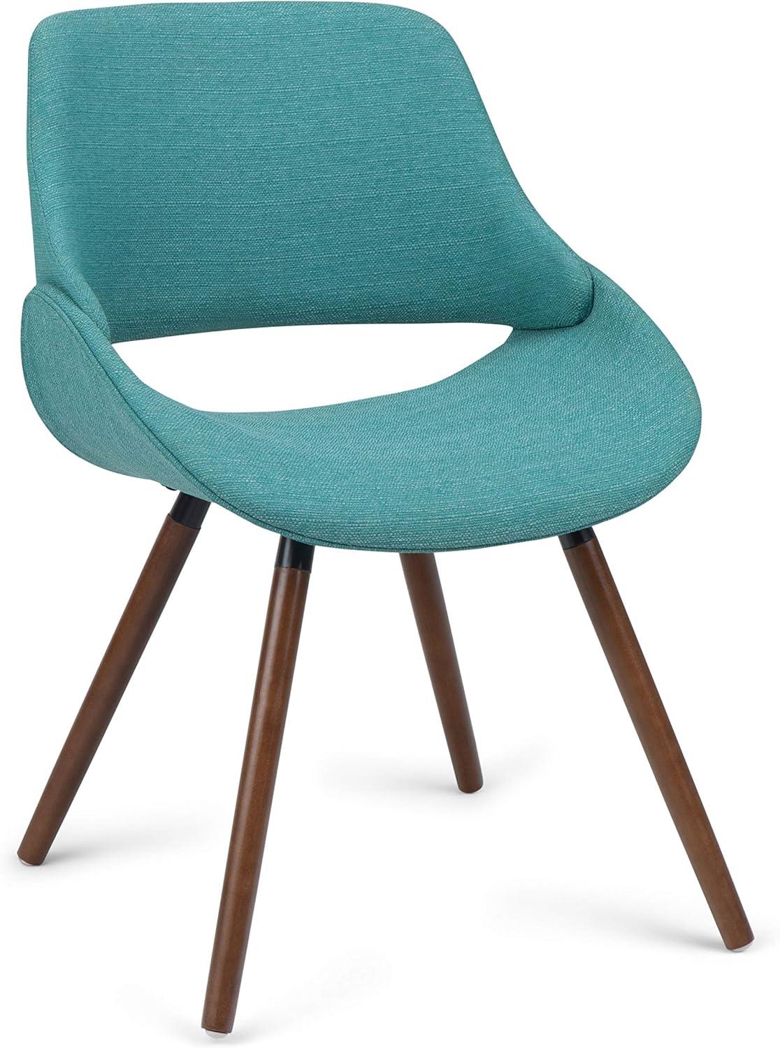 Turquoise Blue Upholstered Bentwood Side Chair in Mid Century Style