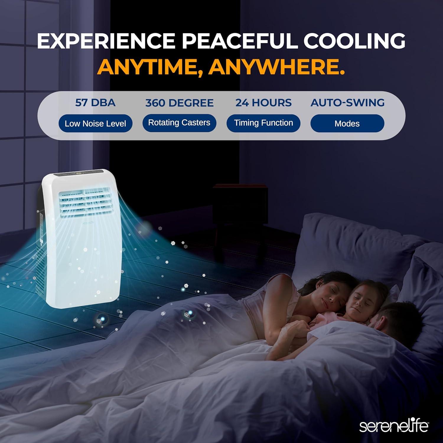 SereneLife Portable Air Conditioner + Dehumidifier with Window Kit, Remote