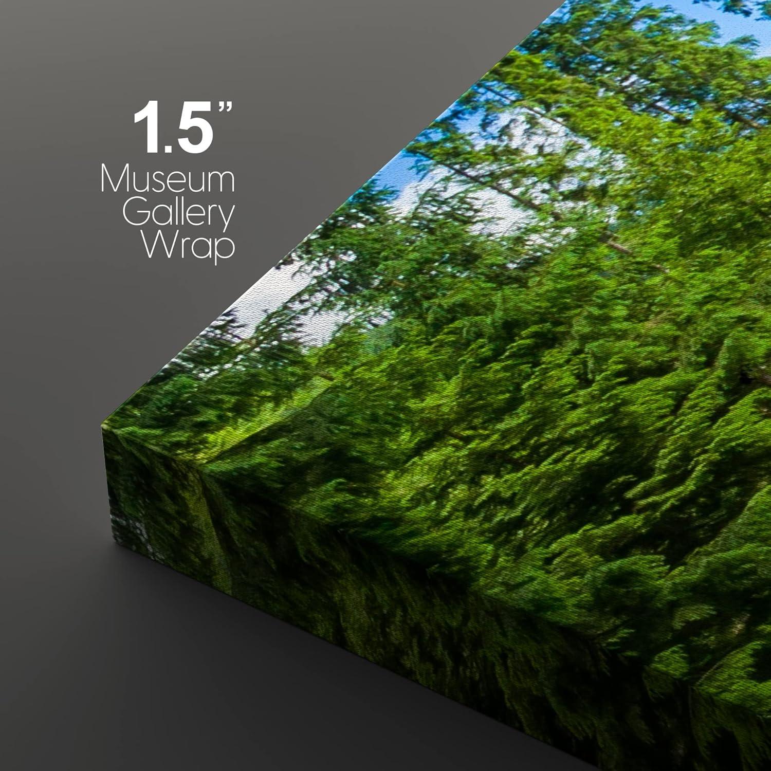 wall26 - 3 Piece Canvas Wall Art - Landscape with Mountains Trees and a River in Front - Modern Home Art Stretched and Framed Ready to Hang - 16"x24"x3 Panels