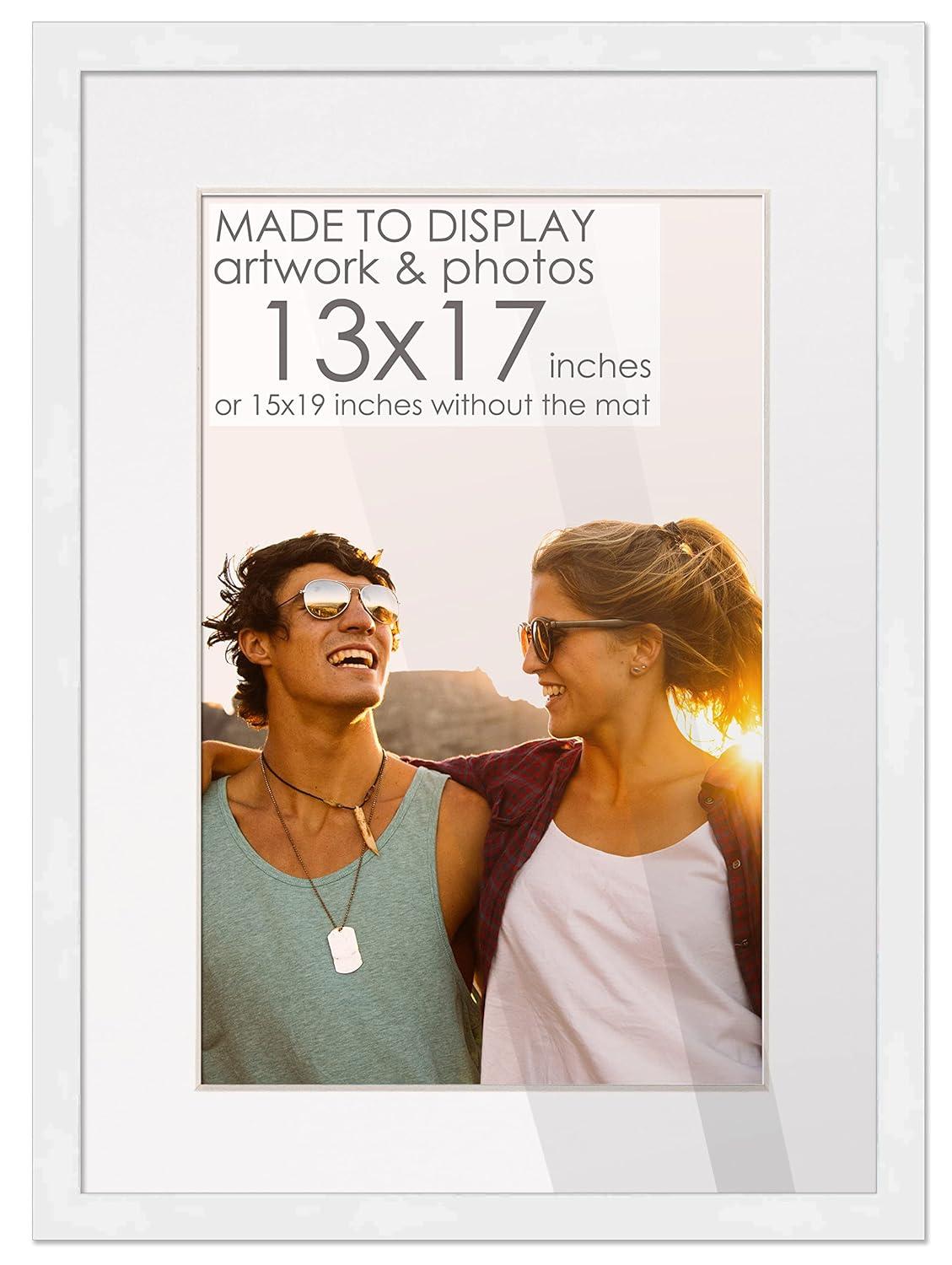 13x17 Frame White With White Picture Mat For 13x17 Photo - White 15x19 Frame To Display Print or