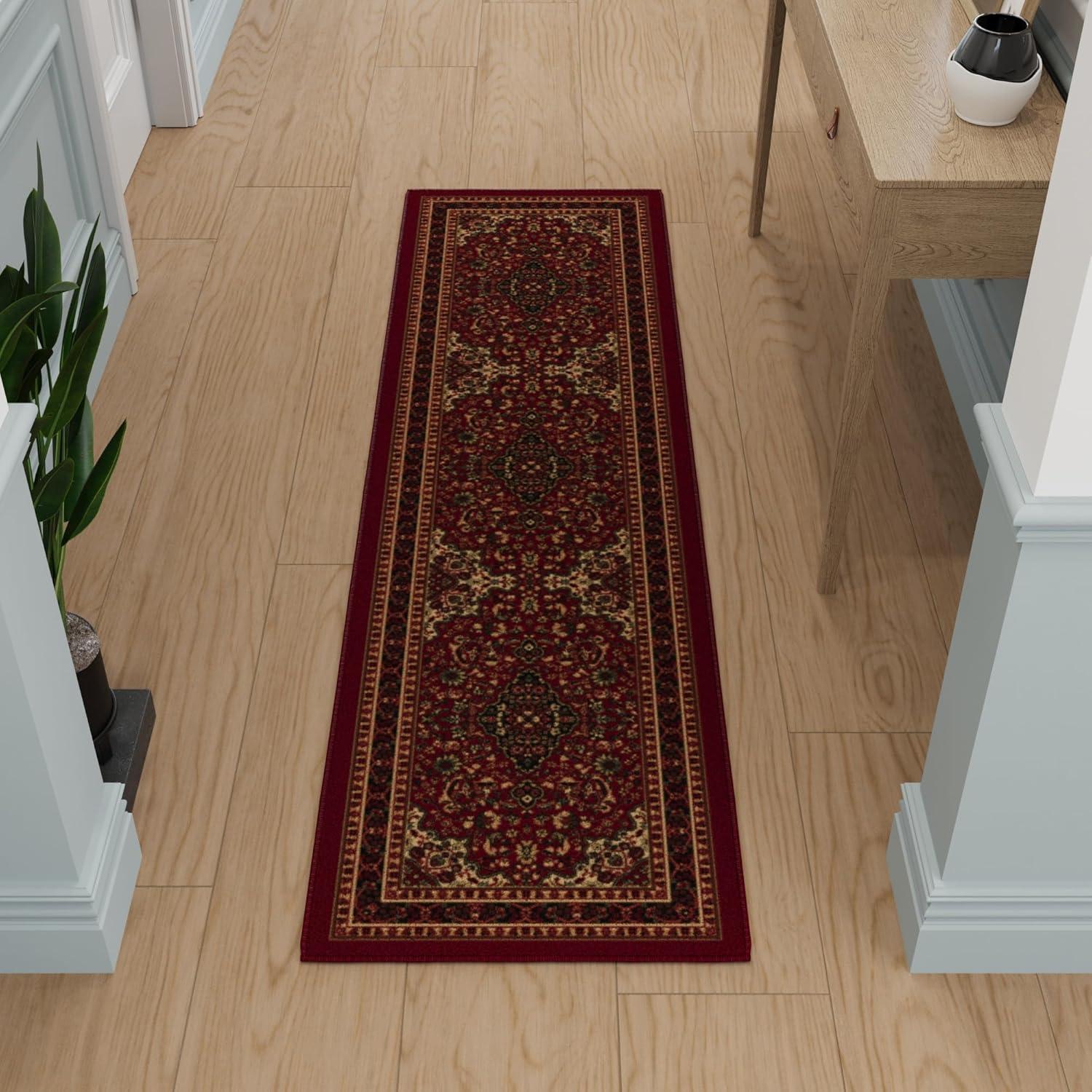 Ottohome Non-Slip Medallion Area Rug For Living Room, Hallway Runner, Entryway Rug, Seafoam Green