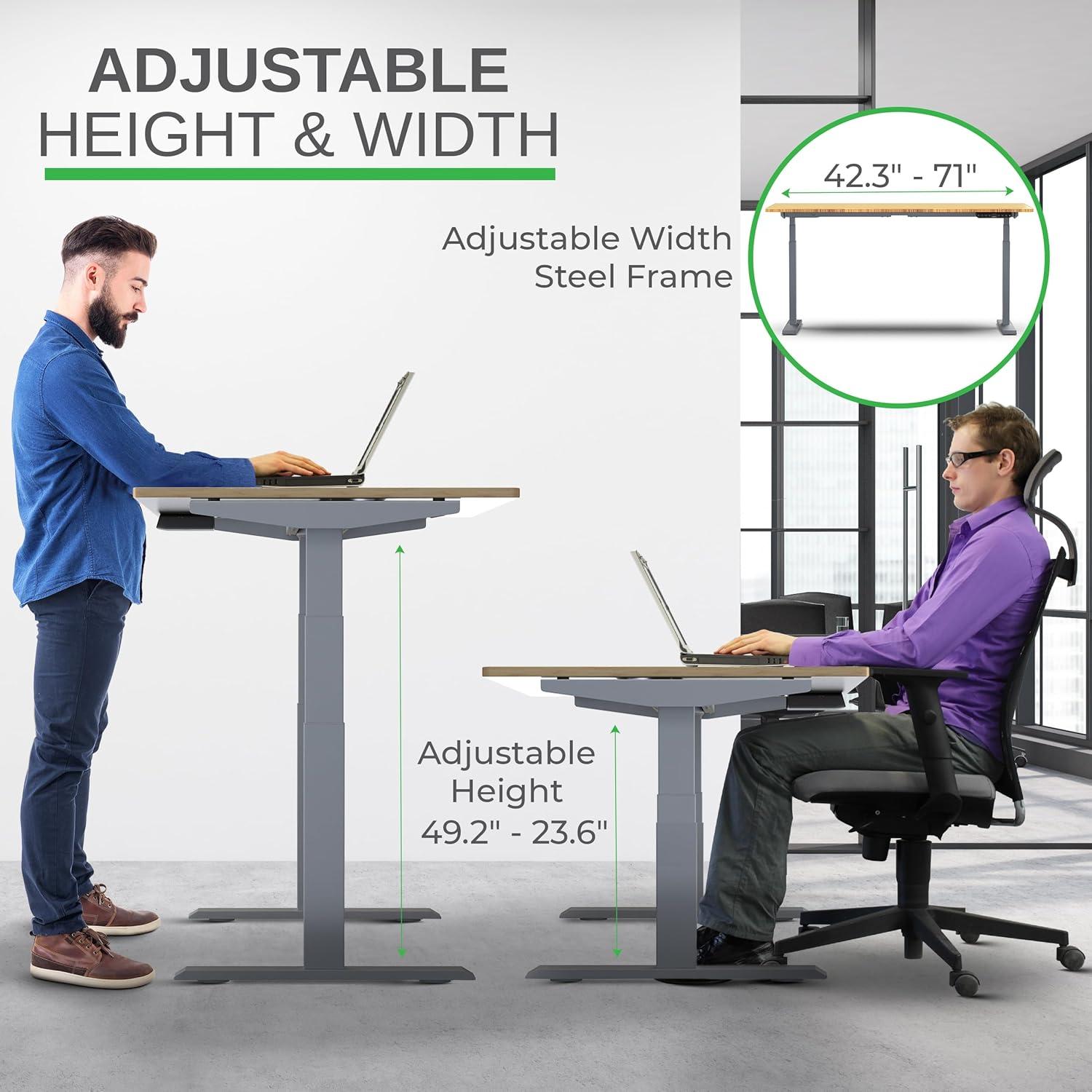 Rise UP Electric Standing Desk adjustable height desk 24-49" dual motor one piece 60x30" bamboo desktop height adjustable desk adjustable standing desk stand up desk sit to stand desk rising desk