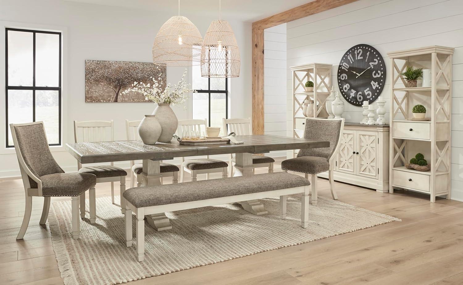 Signature Design by Ashley Casual Bolanburg 65" Dining Bench, Antique Cream/Brown