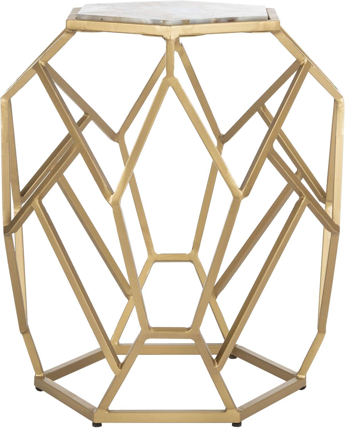 Ava Geometric Accent Table - Multi Colored Agate/Gold - Safavieh.