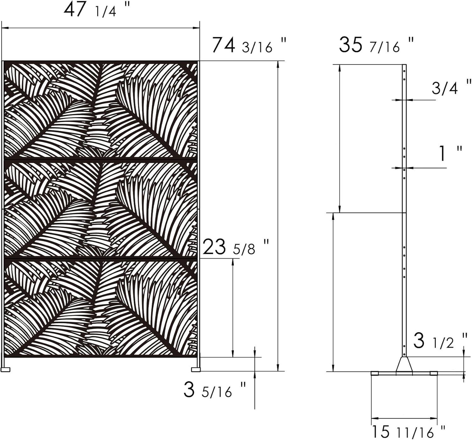 Kozyard Kozyard Metal Privacy Screen Decorative Outdoor Divider With Stand Panels (Black Palm Leaf)