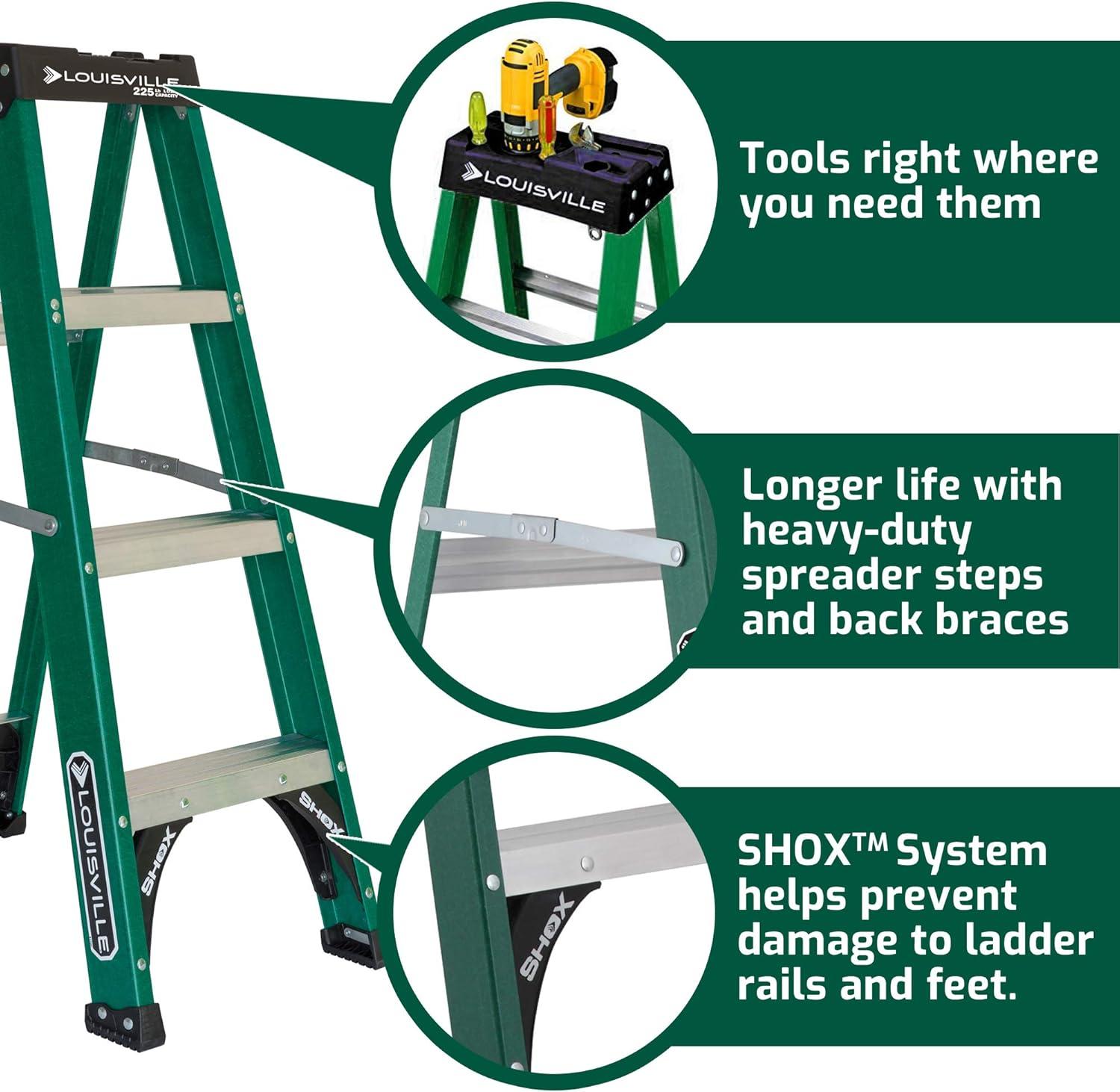 Louisville Ladder 4 ft. Fiberglass Step Ladder with 225 lbs. Load Capacity Type 2 Duty Rating