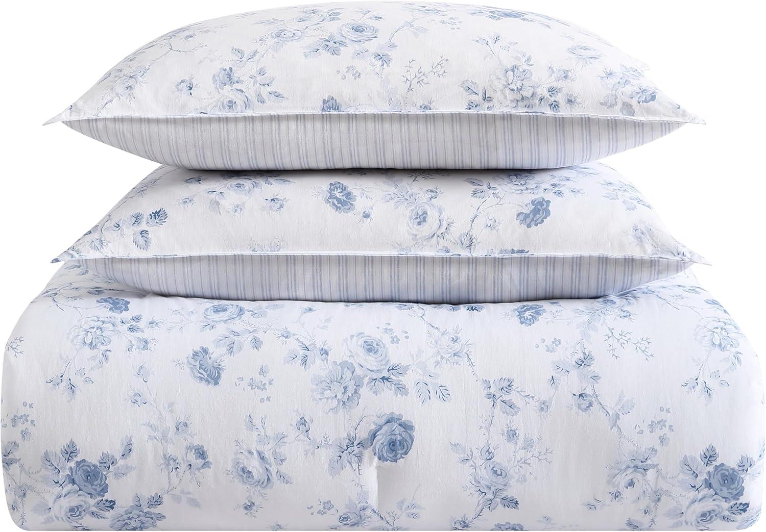 Laura Ashley Evie Laura Ashley Blue Cotton Comforter Reversible Set