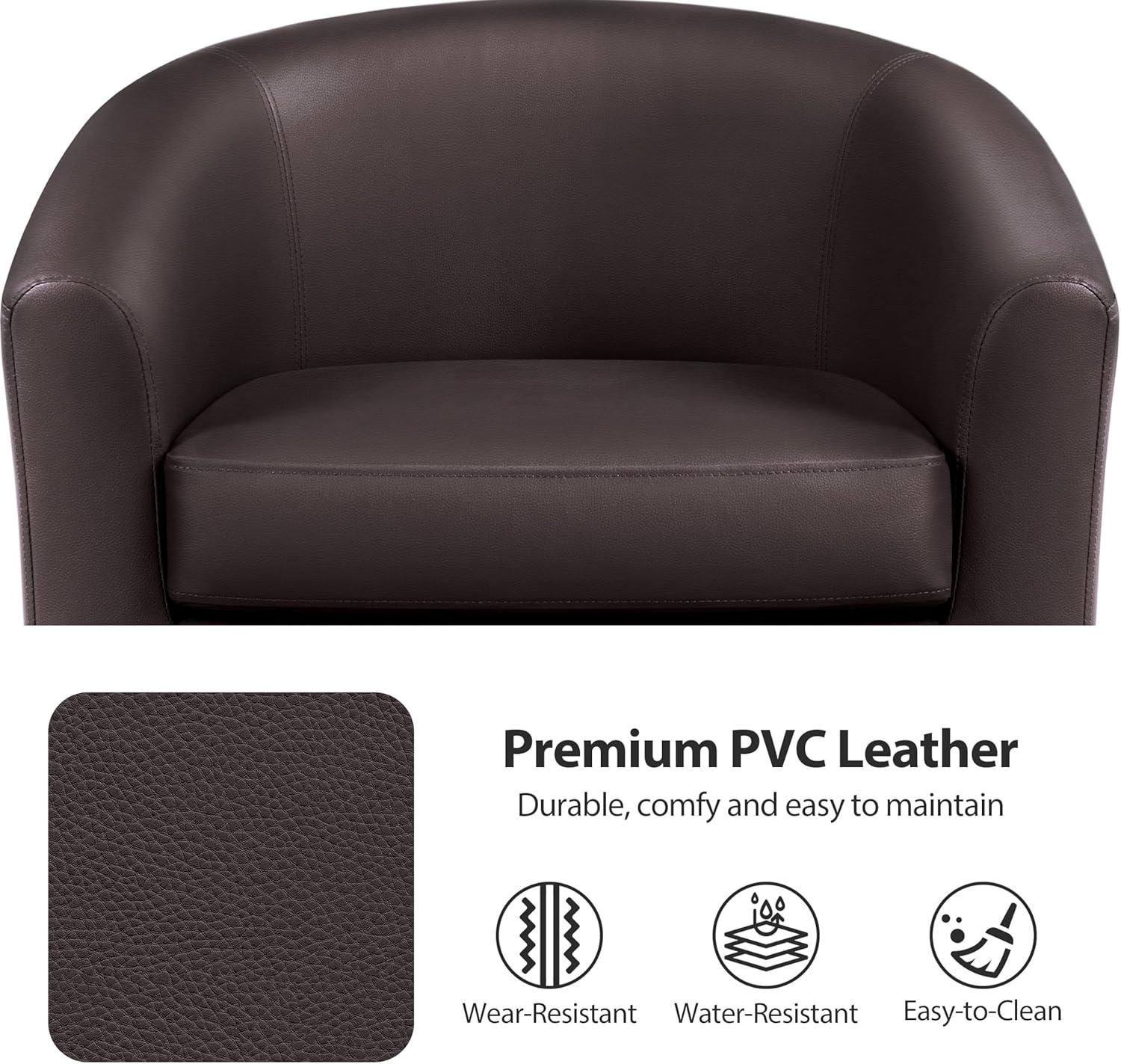 Yaheetech Faux Leather Accent Arm Chair For Living Room, Espresso