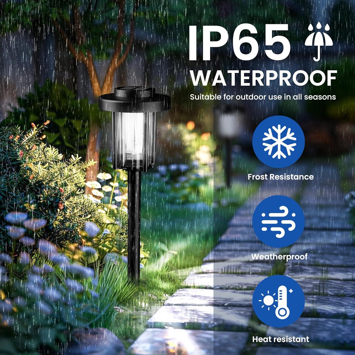 gigalumi 8 Pack Solar Pathway Lights for Garden and Walkway, IP65 Waterproof Outdoor Landscape Lighting, Warm White Solar Powered Decor