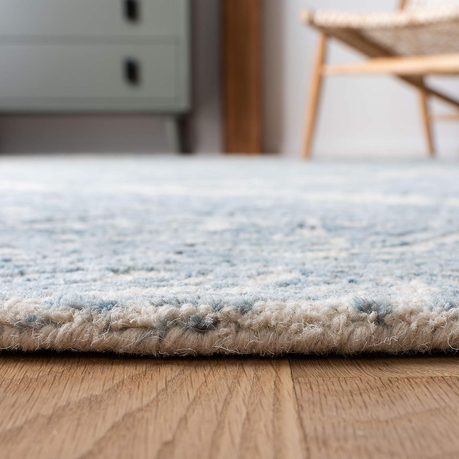 Abstract ABT346 Hand Tufted Area Rug - Ivory/Blue - 6' X 6' Square - Safavieh.