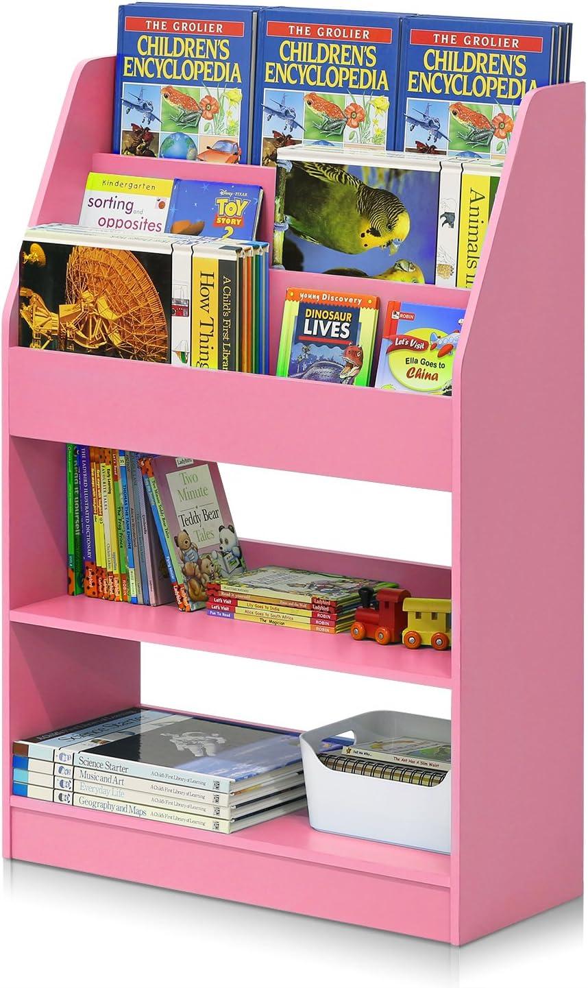 Furinno KidKanac Kids Bookshelf, 5 Shelf, Pink