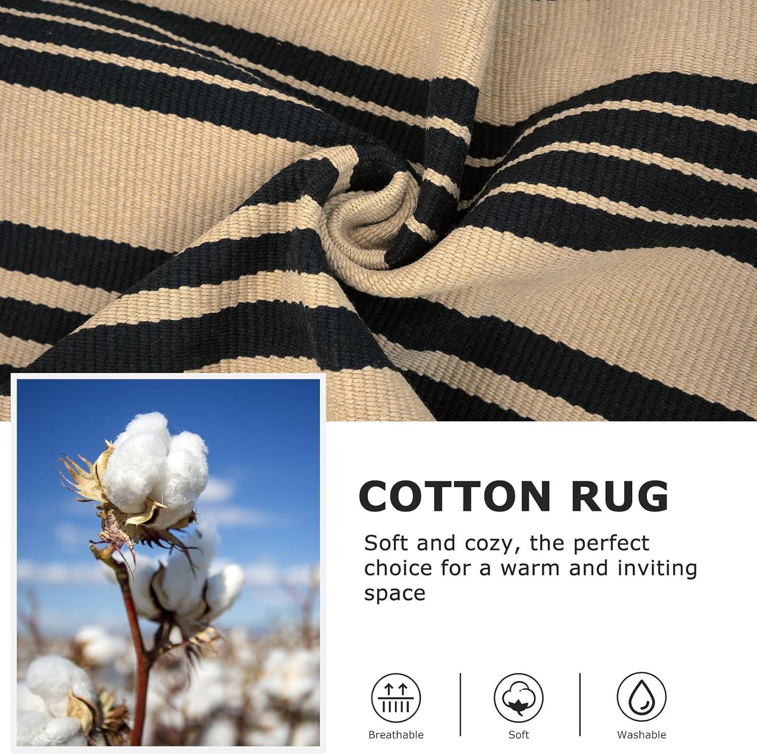 IOHOUZE Navy and White Striped Rug 2'x3' Front Door Rugs, Small Washable Area Rug for Front Porch, Spring Summer Doormats Outdoor Indoor, Cotton Rugs for Entryway Porch Entrance