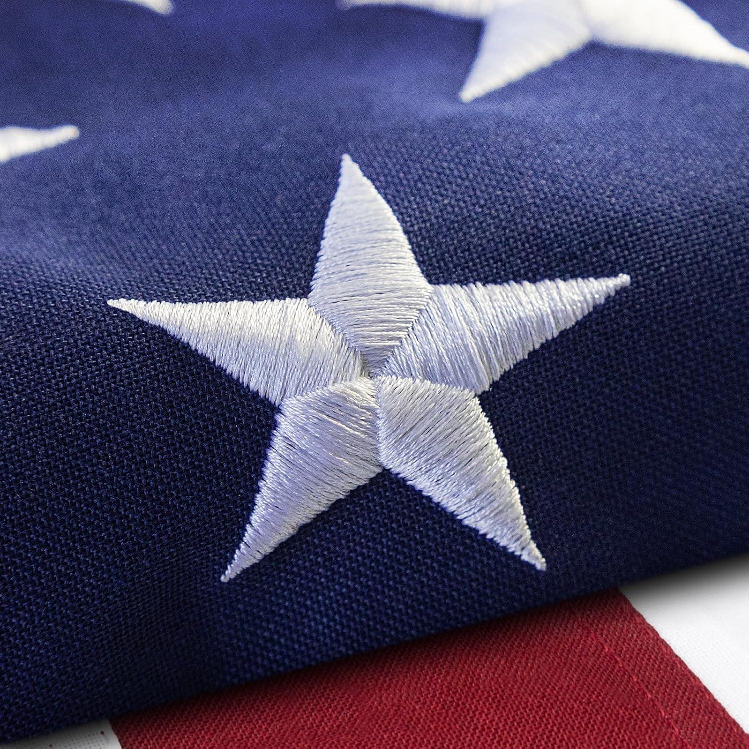 Patriotic Blue Polyester Outdoor American Flag with Embroidered Stars