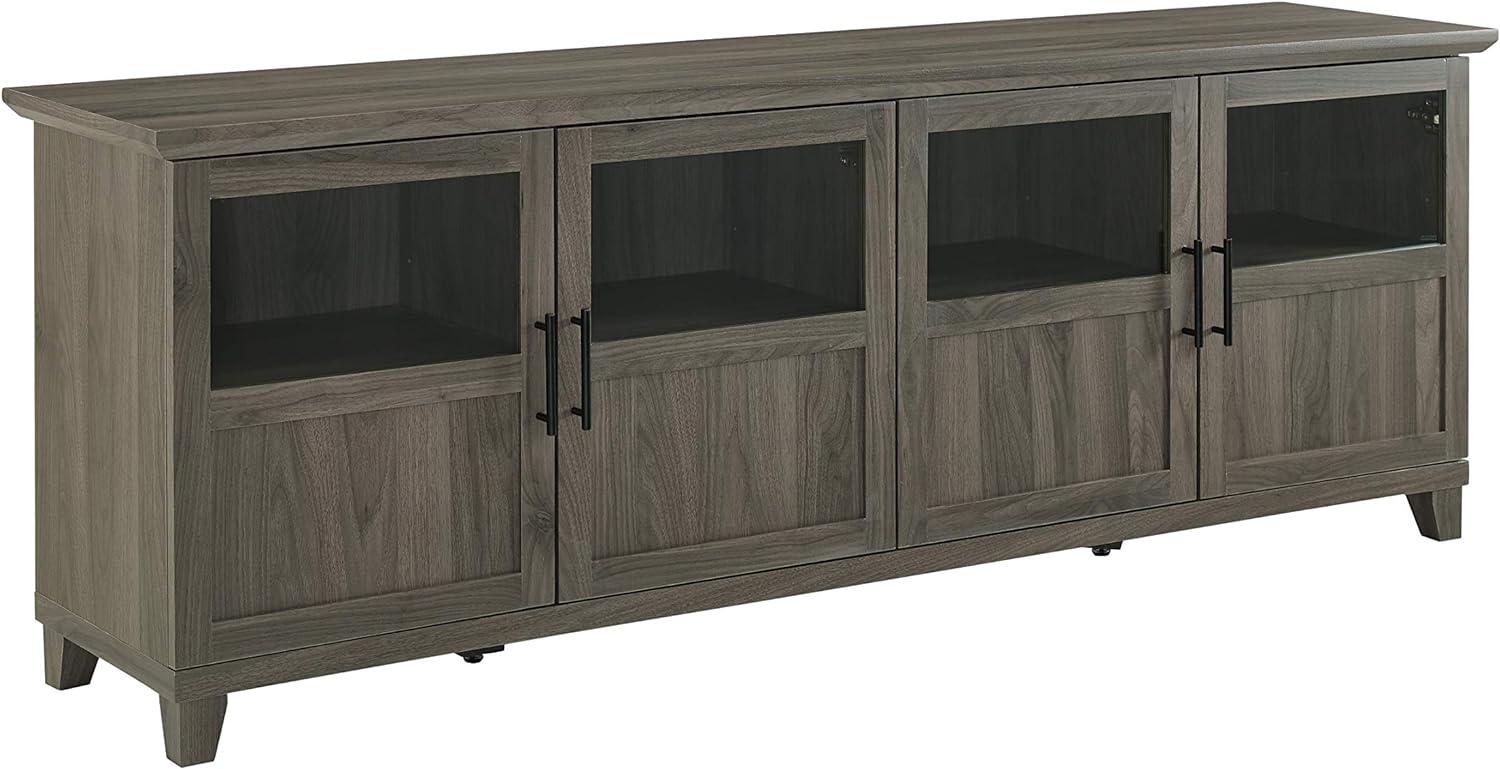 Slate Grey Farmhouse 70" TV Stand with Glass and Engineered Wood