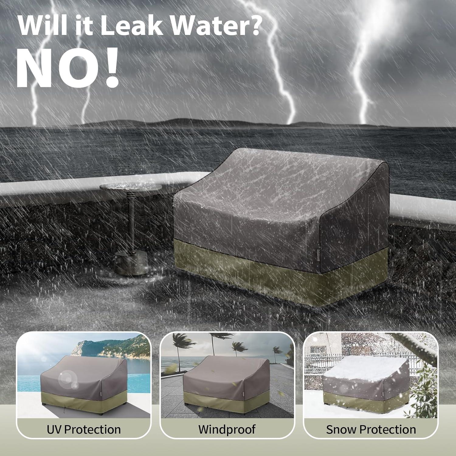 KylinLucky Outdoor Furniture Sofa Covers Waterproof 58 x 40 x 33 inches, 2-Seater Deep Seat Loveseat Cover Grey