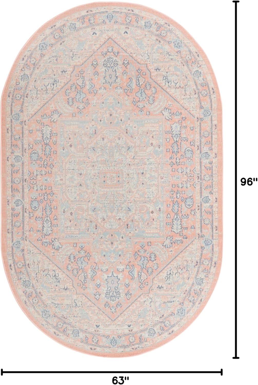 Unique Loom Whitney Collection Area Rug - Milano (5' x 8' Oval Powder Pink/Blue)