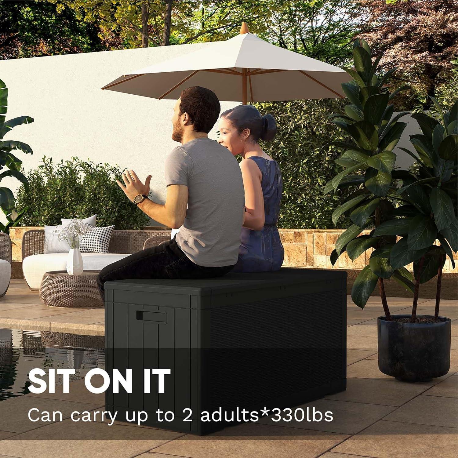 Patiowell 100 Gallons Water Resistant Resin Lockable Deck Box