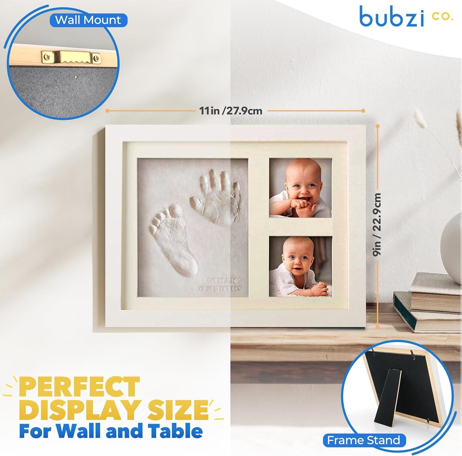 White Wooden Baby Handprint and Footprint Keepsake Frame