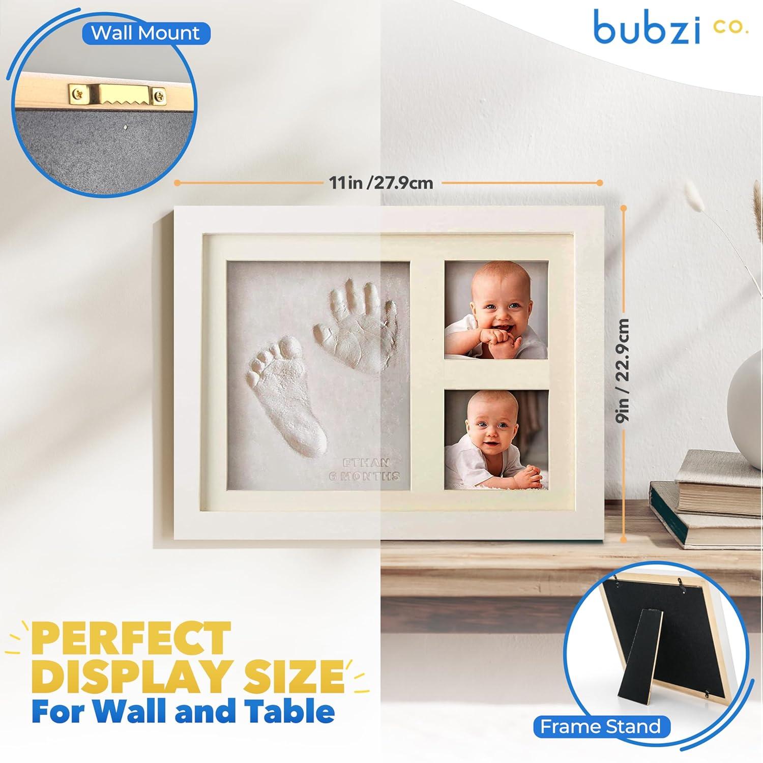 White Wooden Baby Handprint and Footprint Keepsake Frame