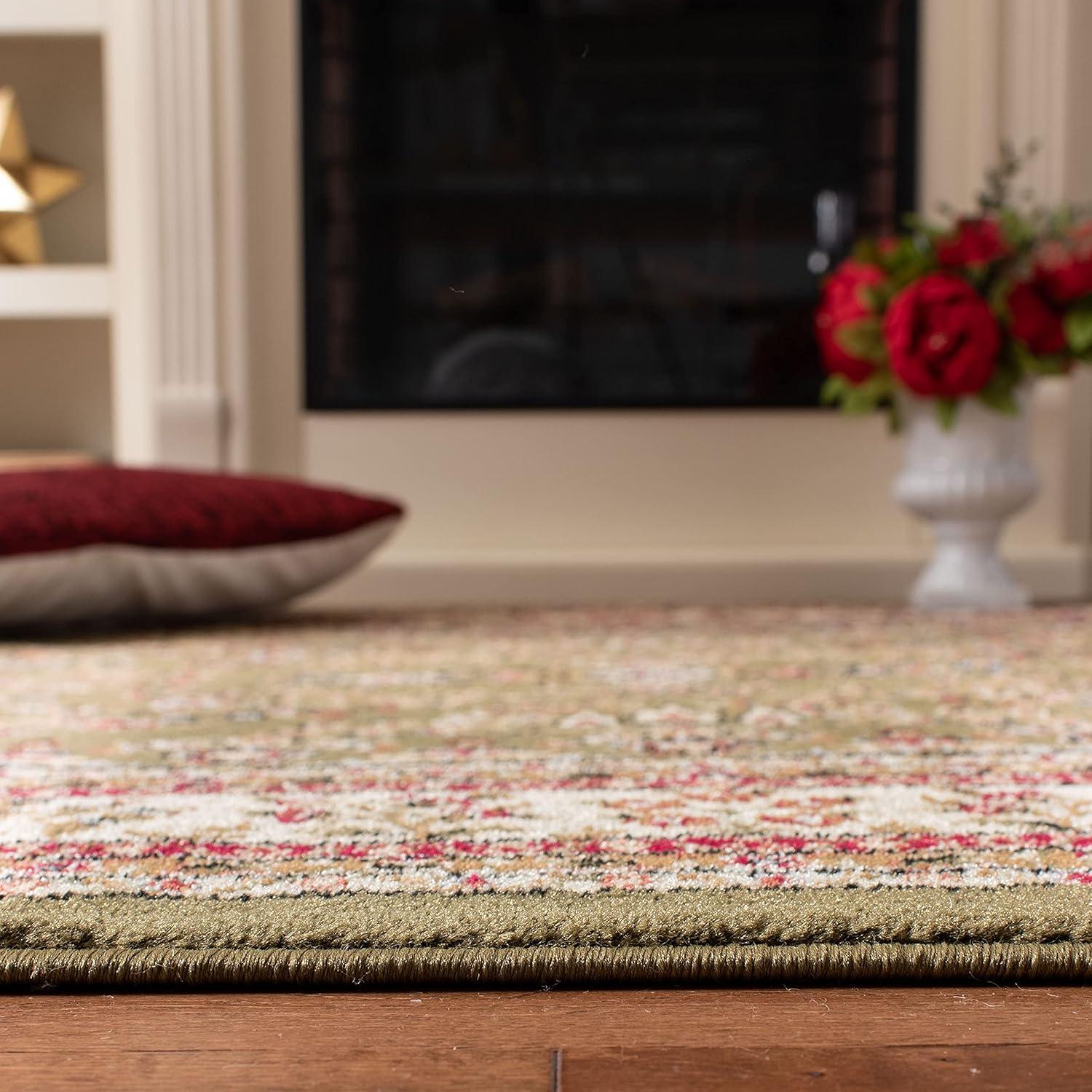 Lyndhurst Sarouk LNH331 Power Loomed Area Rug - Sage/Ivory - 5'3"x7'6" - Safavieh
