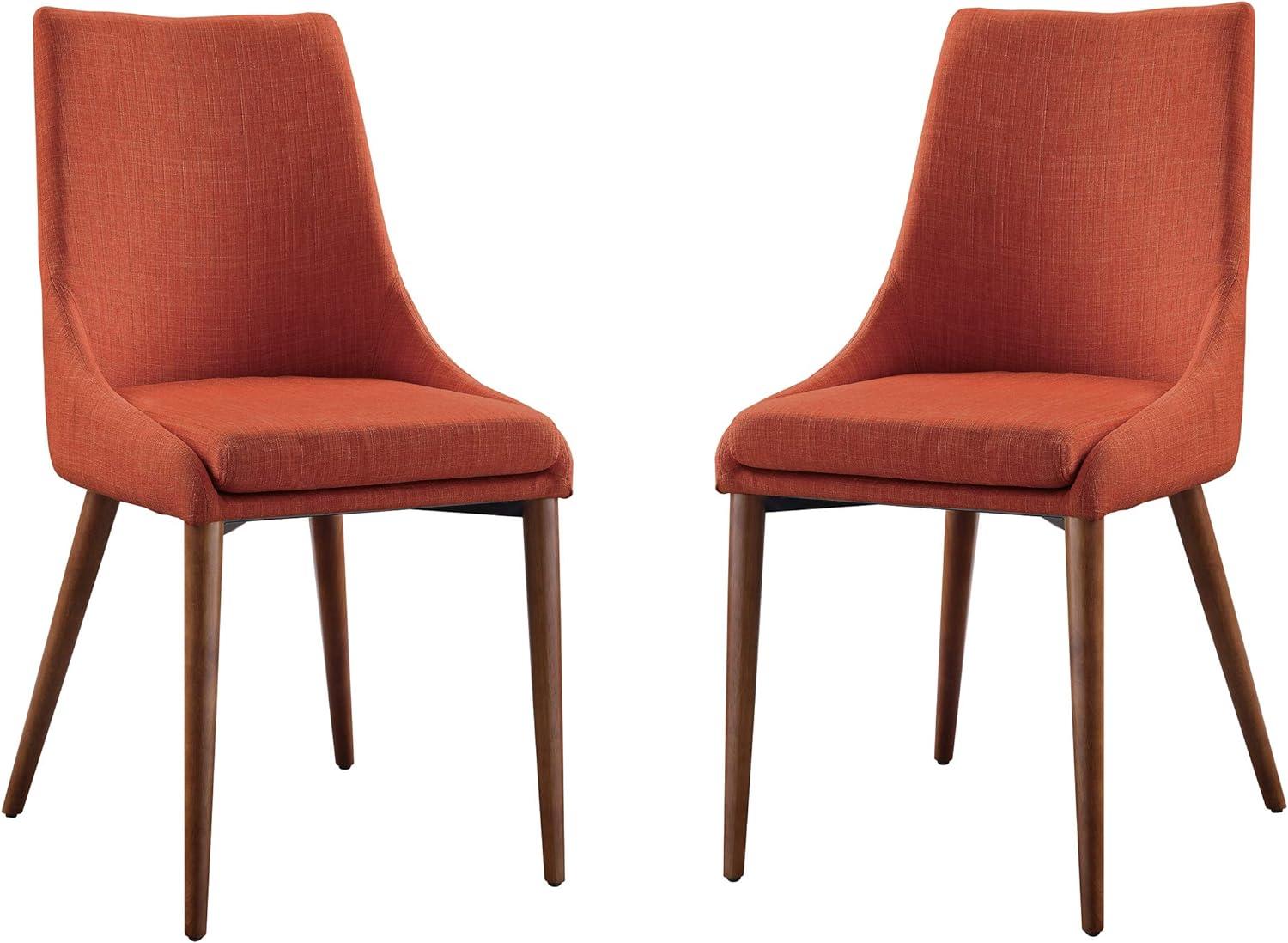 Contemporary Tangerine Upholstered Wood Side Chair