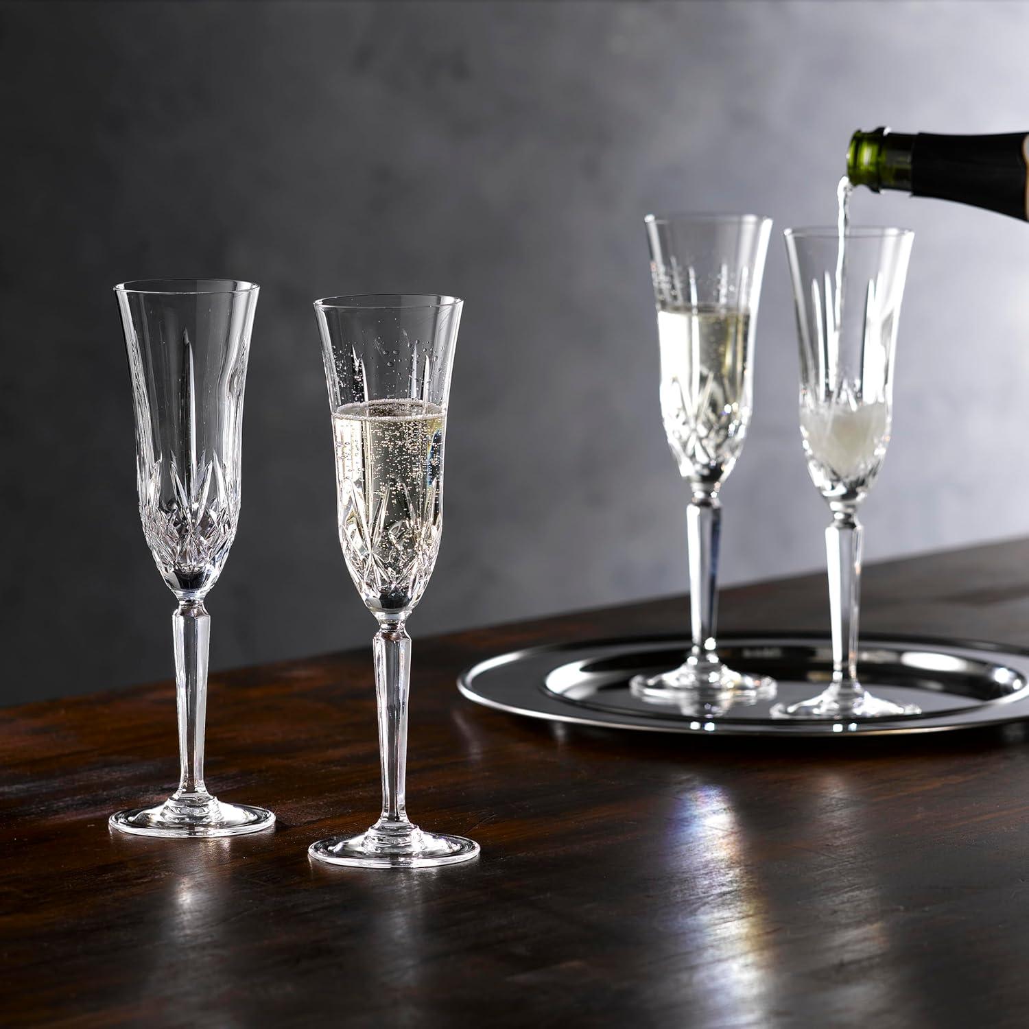 Maxwell Clear Crystal Cut Champagne Flute Set of Four