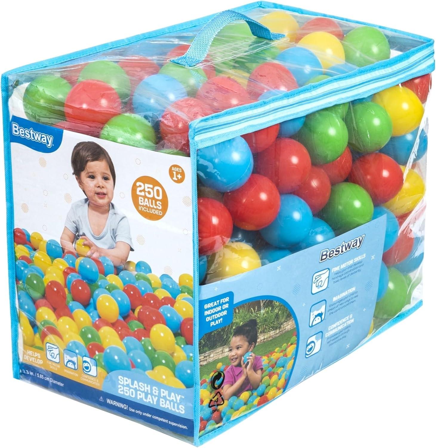 Bestway Splash & Play – 250 Bright Color Toy Balls for Pits, Pools & Games