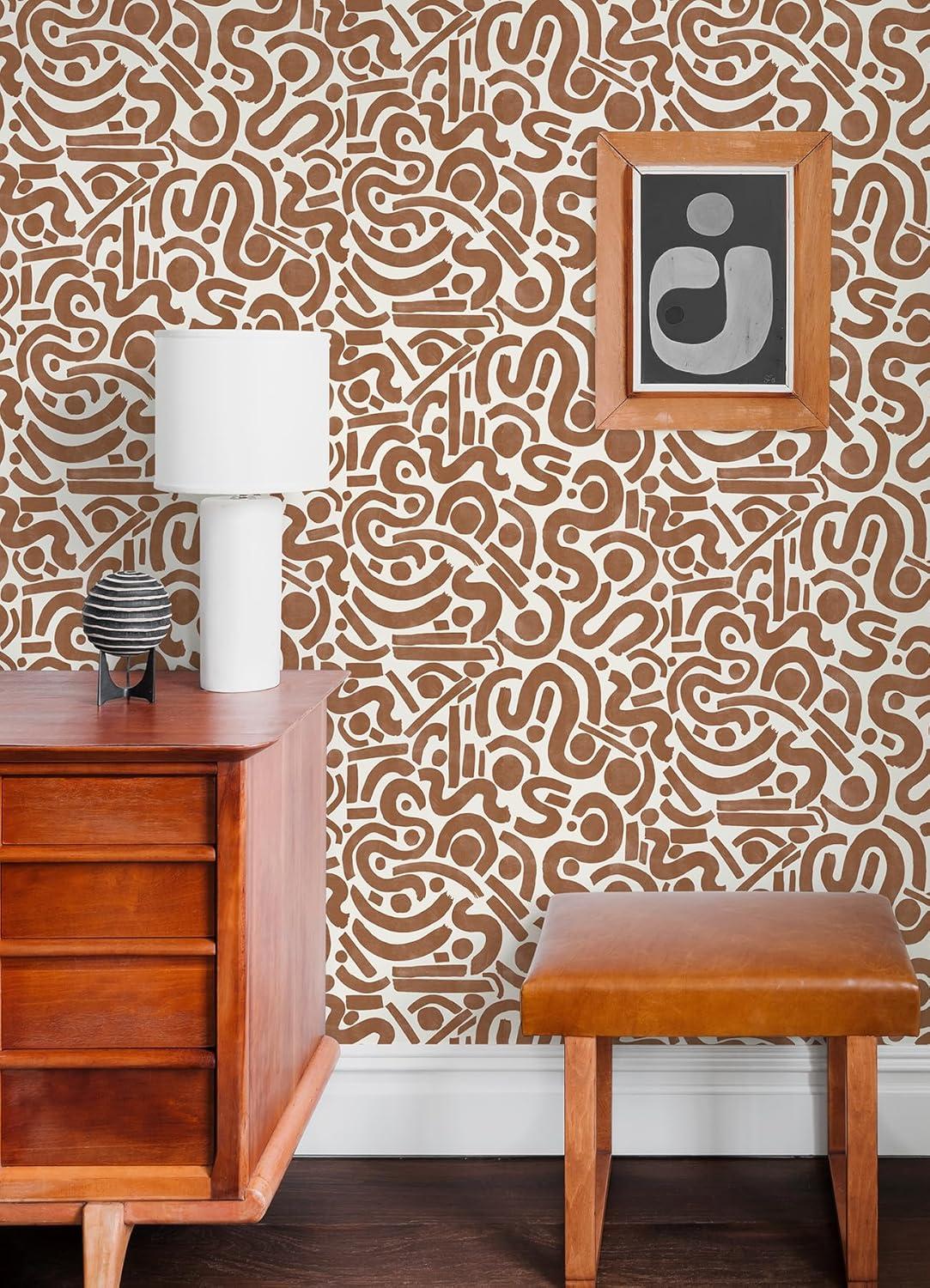 NuWallpaper Terracotta Orange Edie Geometric Peel & Stick Wallpaper