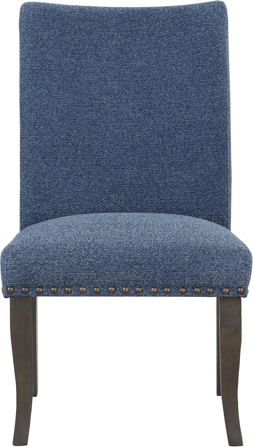 Hamilton Dining Chair 2-Pack with Gray Washed Legs in Atlantic Blue Fabric