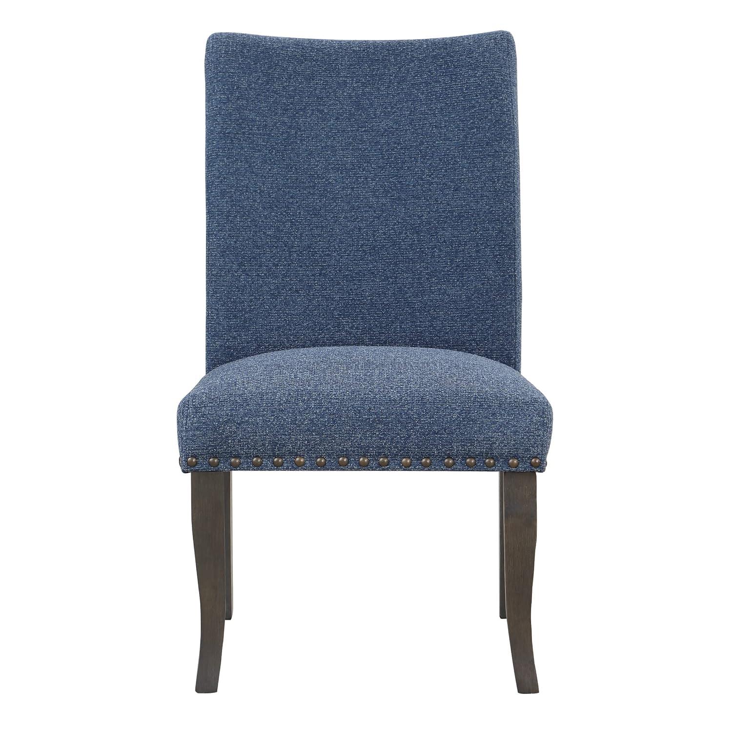 Hamilton Dining Chair 2-Pack with Gray Washed Legs in Atlantic Blue Fabric